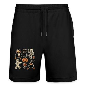 Ensemble Halloween Midnight Mischief - Short de jogging bio TRAINER Stanley/Stella unisexe - noir - Devant - Nik (191cm) & Marisol (170cm)