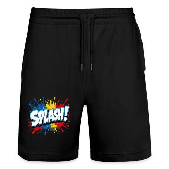 Comic lettering with splashes of paint – Pop Art Sty - Stanley/Stella Trainer Unisex Organic Jogging Shorts - black - Front - Nik (191cm) & Marisol (170cm)