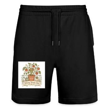 Balcony Tomato Club Illustration - Stanley/Stella Trainer Unisex Organic Jogging Shorts - black - Front - Nik (191cm) & Marisol (170cm)