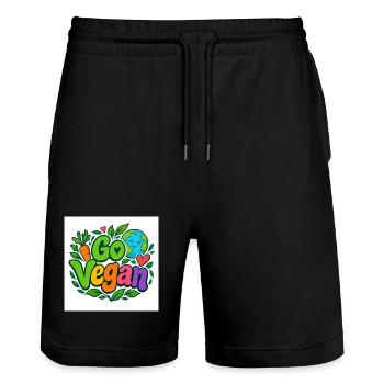 Adoptez une fleur végane - Short de jogging bio TRAINER Stanley/Stella unisexe - noir - Devant - Nik (191cm) & Marisol (170cm)