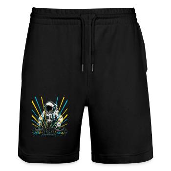 Astronaut DJ Laser - Stanley/Stella Trainer Unisex Organic Jogging Shorts - black - Front - Nik (191cm) & Marisol (170cm)