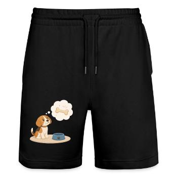 Beagle dreams of a bone - Stanley/Stella Trainer Unisex Organic Jogging Shorts - black - Front - Nik (191cm) & Marisol (170cm)