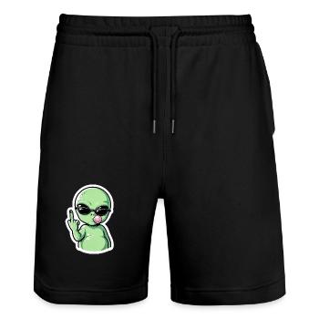 Alien with Sunglasses Blowjob Groove - Stanley/Stella Trainer Unisex Organic Jogging Shorts - black - Front - Nik (191cm) & Marisol (170cm)
