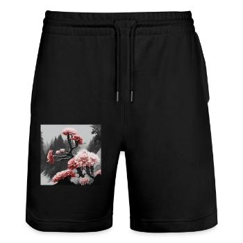 Abstrakte Schönheit - Stanley/Stella Unisex Bio Joggingshorts Trainer  - Schwarz - Vorne - Nik (191cm) & Marisol (170cm)