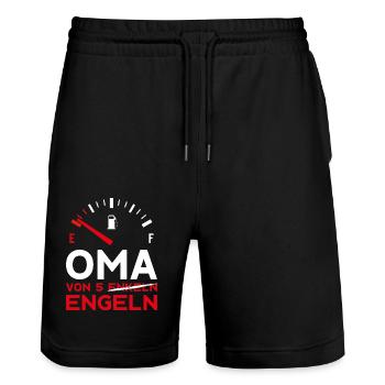 MUTTERTAG OMA VON 5 ENKELN ENGELN OMA - Stanley/Stella Unisex Bio Joggingshorts Trainer  - Schwarz - Vorne - Nik (191cm) & Marisol (170cm)