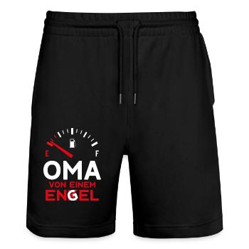 MUTTERTAG OMA VON 1 ENKEL OMA - Stanley/Stella Unisex Bio Joggingshorts Trainer  - Schwarz - Vorne - Nik (191cm) & Marisol (170cm)