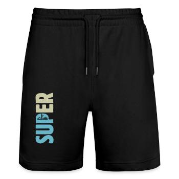 SUPER, Stand up paddle, SUP - Short de jogging bio TRAINER Stanley/Stella unisexe - noir - Devant - Nik (191cm) & Marisol (170cm)