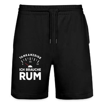 Tank leer - Ich brauche Rum - Sauf Spruch - Stanley/Stella Unisex Bio Joggingshorts Trainer  - Schwarz - Vorne - Nik (191cm) & Marisol (170cm)