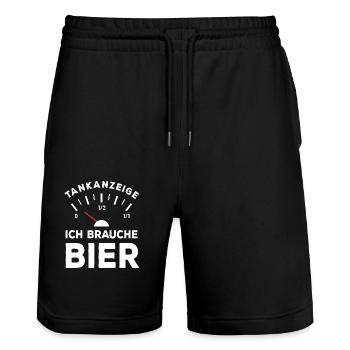 Tank leer - Ich brauche Bier - Sauf Spruch - Stanley/Stella Unisex Bio Joggingshorts Trainer  - Schwarz - Vorne - Nik (191cm) & Marisol (170cm)