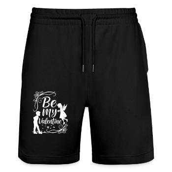 Be my Valentine - Amour - Cadeau - Short de jogging bio TRAINER Stanley/Stella unisexe - noir - Devant - Nik (191cm) & Marisol (170cm)