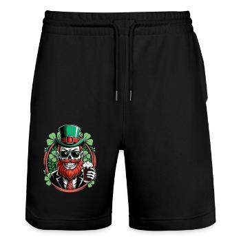 Leprechaun Skull - St. Patrick's Day - Irland - Stanley/Stella Unisex Bio Joggingshorts Trainer  - Schwarz - Vorne - Nik (191cm) & Marisol (170cm)