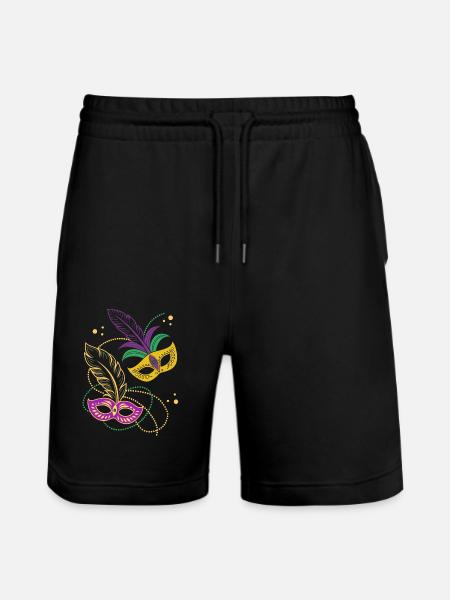 Mardi Gras - Carnival - Mask - Gift - Stanley/Stella Trainer Unisex Organic Jogging Shorts - black