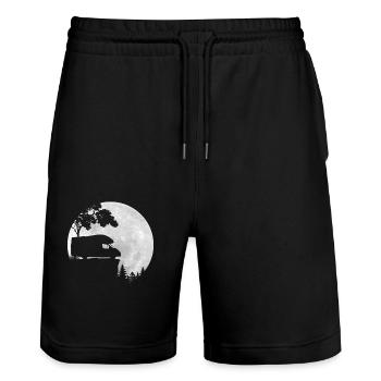 Camper - Freiheit pur - Vollmond - Stanley/Stella Unisex Bio Joggingshorts Trainer  - Schwarz - Vorne - Nik (191cm) & Marisol (170cm)