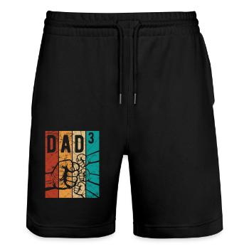 Dad 3 - Dad of three children - Team - Family - Stanley/Stella Trainer Unisex Organic Jogging Shorts - black - Front - Nik (191cm) & Marisol (170cm)