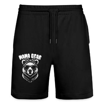 Mama Bear - Muttertag - Geschenk - Stanley/Stella Unisex Bio Joggingshorts Trainer  - Schwarz - Vorne - Nik (191cm) & Marisol (170cm)