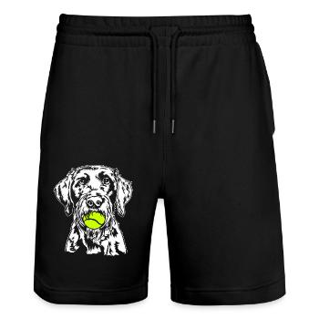 Balle allemande à poil dur Ball Junkie Dogs Wilsigns - Short de jogging bio TRAINER Stanley/Stella unisexe - noir - Devant - Nik (191cm) & Marisol (170cm)
