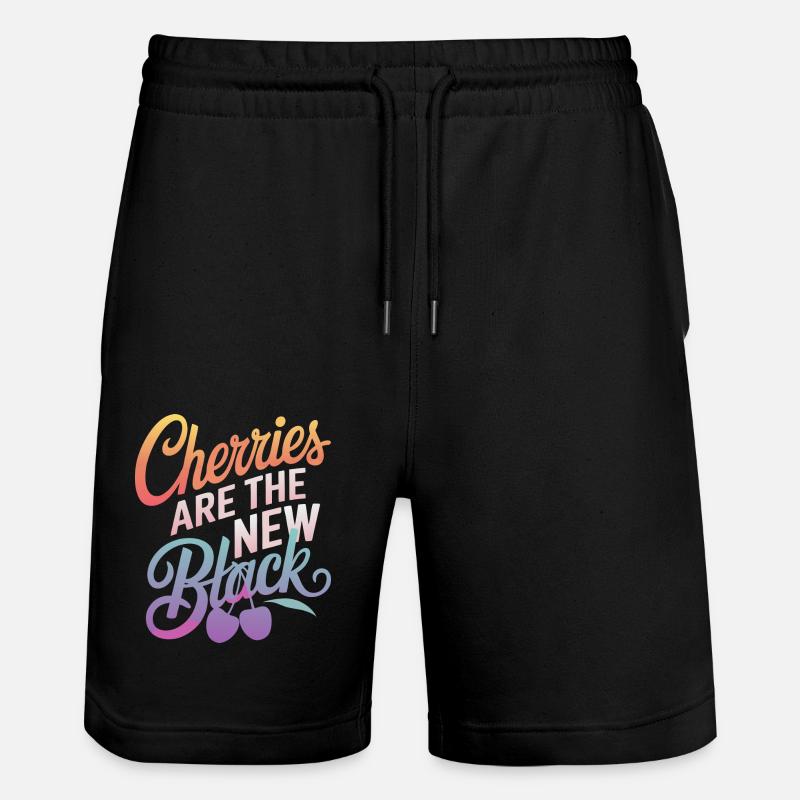 Kirsche Kirschen Früchte Essen - Stanley/Stella Unisex Bio Joggingshorts Trainer  - Schwarz