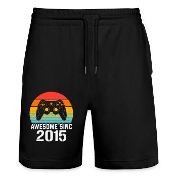 2015 Birthday Gift for All Gamers 2015 - Stanley/Stella Trainer Unisex Organic Jogging Shorts - black - Front - Nik (191cm) & Marisol (170cm)
