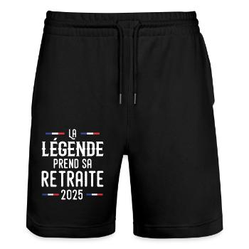 La Légende Prend Sa Retraite 2025 Cadeau - Short de jogging bio TRAINER Stanley/Stella unisexe - noir - Devant - Nik (191cm) & Marisol (170cm)