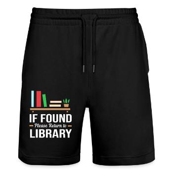 Buch Leseratte Bibliothek Lesen Bücherwurm - Stanley/Stella Unisex Bio Joggingshorts Trainer  - Schwarz - Vorne - Nik (191cm) & Marisol (170cm)