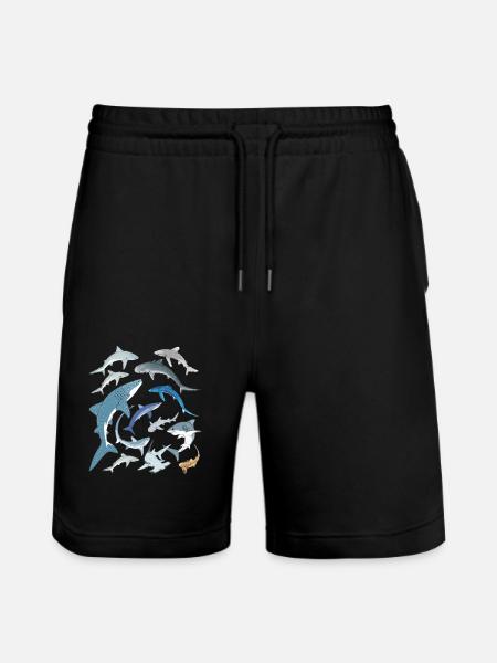 Tigerhai Blauhai Walhai Haiarten - Stanley/Stella Unisex Bio Joggingshorts Trainer  - Schwarz