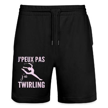 Ich kann nicht Ich Wirbel Humor Frau Wirbel - Stanley/Stella Unisex Bio Joggingshorts Trainer  - Schwarz - Vorne - Nik (191cm) & Marisol (170cm)