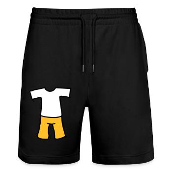 t shirt oberteil kleidung hose anziehen kurze shor - Stanley/Stella Unisex Bio Joggingshorts Trainer  - Schwarz - Vorne - Nik (191cm) & Marisol (170cm)