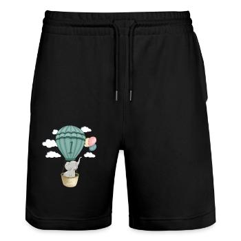 Baby Elefant 1 Geburtstag - Stanley/Stella Unisex Bio Joggingshorts Trainer  - Schwarz - Vorne - Nik (191cm) & Marisol (170cm)