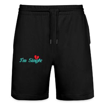 I´m single - Stanley/Stella Trainer Unisex Organic Jogging Shorts - black - Front - Nik (191cm) & Marisol (170cm)