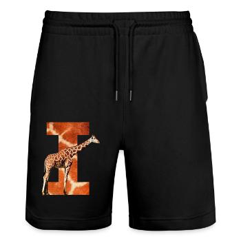 girafe je - Short de jogging bio TRAINER Stanley/Stella unisexe - noir - Devant - Nik (191cm) & Marisol (170cm)