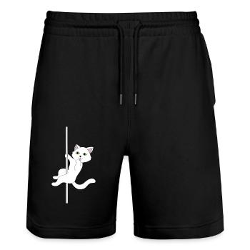Katze Pole Dance - Stanley/Stella Unisex Bio Joggingshorts Trainer  - Schwarz - Vorne - Nik (191cm) & Marisol (170cm)