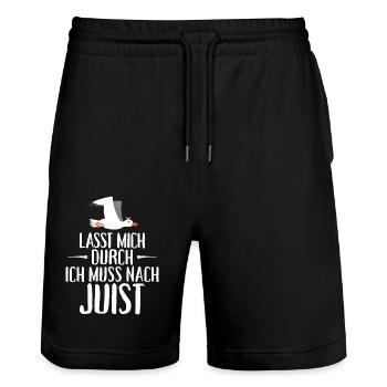 Lasst mich durch ich muss nach Juist Möwe - Stanley/Stella Unisex Bio Joggingshorts Trainer  - Schwarz - Vorne - Nik (191cm) & Marisol (170cm)