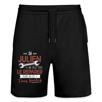 Si Julien ne peut pas le réparer on est foutus - Short de jogging bio TRAINER Stanley/Stella unisexe - noir - Devant - Nik (191cm) & Marisol (170cm)