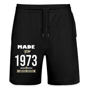 MADE IN 1973 born in 1973 anniversary 50 years - Stanley/Stella Trainer Unisex Organic Jogging Shorts - black - Front - Nik (191cm) & Marisol (170cm)