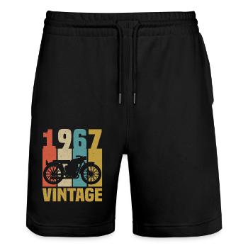 1967 Anniversaire Motard Vintage Cadeau Moto - Short de jogging bio TRAINER Stanley/Stella unisexe - noir - Devant - Nik (191cm) & Marisol (170cm)