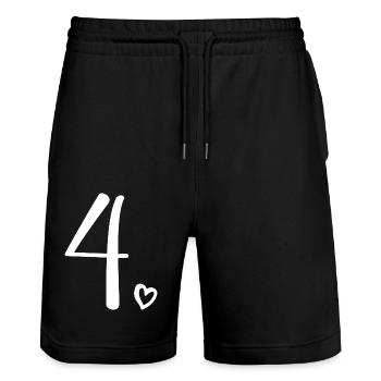 4. Geburtstag Kinder Mädchen 4 Jahre alt Süß Nummer 4 - Stanley/Stella Unisex Bio Joggingshorts Trainer  - Schwarz - Vorne - Nik (191cm) & Marisol (170cm)