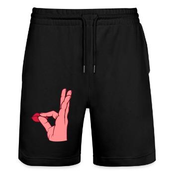 Lob Mund küssen Handgeste - Stanley/Stella Unisex Bio Joggingshorts Trainer  - Schwarz - Vorne - Nik (191cm) & Marisol (170cm)