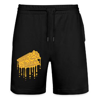 Drops Money Maker Selfmade - Stanley/Stella Trainer Unisex Organic Jogging Shorts - black - Front - Nik (191cm) & Marisol (170cm)