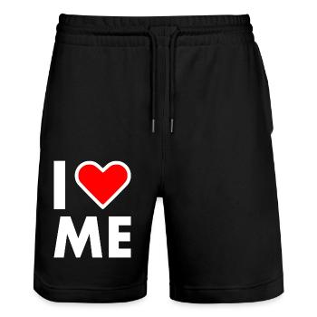 I love me - Short de jogging bio TRAINER Stanley/Stella unisexe - noir - Devant - Nik (191cm) & Marisol (170cm)