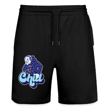 Chill Cool Fun Bonhomme de neige hiver Neige Cadeau de Noël - Short de jogging bio TRAINER Stanley/Stella unisexe - noir - Devant - Nik (191cm) & Marisol (170cm)