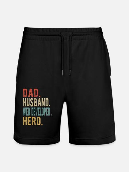 Web Developer Papa Husband Hero - Stanley/Stella Trainer Unisex Organic Jogging Shorts - black