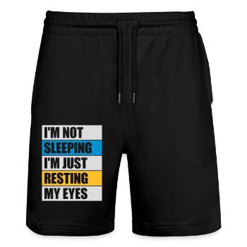 im not sleeping Zitat - Stanley/Stella Unisex Bio Joggingshorts Trainer  - Schwarz - Vorne - Nik (191cm) & Marisol (170cm)