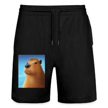 Cooles Comic-Porträt von Capybara - Stanley/Stella Unisex Bio Joggingshorts Trainer  - Schwarz - Vorne - Nik (191cm) & Marisol (170cm)