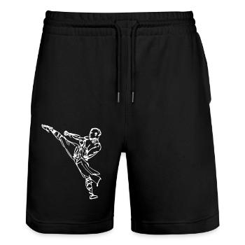 Kung-Fu High Kick - Stanley/Stella Unisex Bio Joggingshorts Trainer  - Schwarz - Vorne - Nik (191cm) & Marisol (170cm)