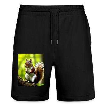 Cool Comic Portrait wild red squirrel majestic - Stanley/Stella Trainer Unisex Organic Jogging Shorts - black - Front - Nik (191cm) & Marisol (170cm)