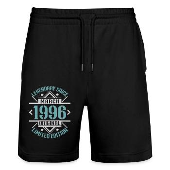 Legendär seit März 1996 limitierte Auflage - Stanley/Stella Unisex Bio Joggingshorts Trainer  - Schwarz - Vorne - Nik (191cm) & Marisol (170cm)