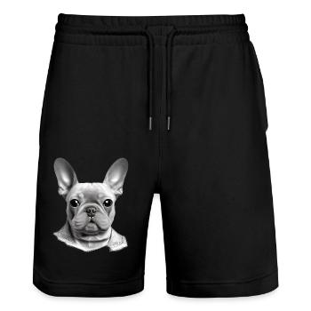 Chiens Chien Bouledogue Français Dog Propriétaire - Short de jogging bio TRAINER Stanley/Stella unisexe - noir - Devant - Nik (191cm) & Marisol (170cm)