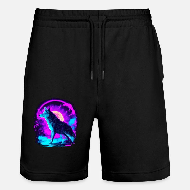 Wolf Neon Illustration Synthwave Art - Short de jogging bio TRAINER Stanley/Stella unisexe - noir