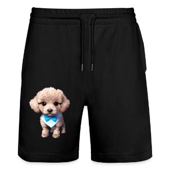 Caniche Chien Amour Chien Propriétaire Caniche Chiot Chien Chiot Chiot - Short de jogging bio TRAINER Stanley/Stella unisexe - noir - Devant - Nik (191cm) & Marisol (170cm)