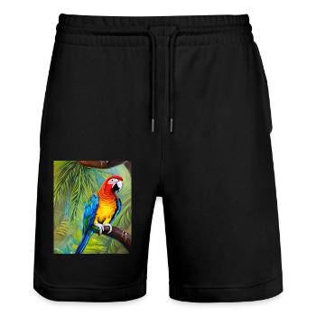 Parrot - Stanley/Stella Trainer Unisex Organic Jogging Shorts - black - Front - Nik (191cm) & Marisol (170cm)